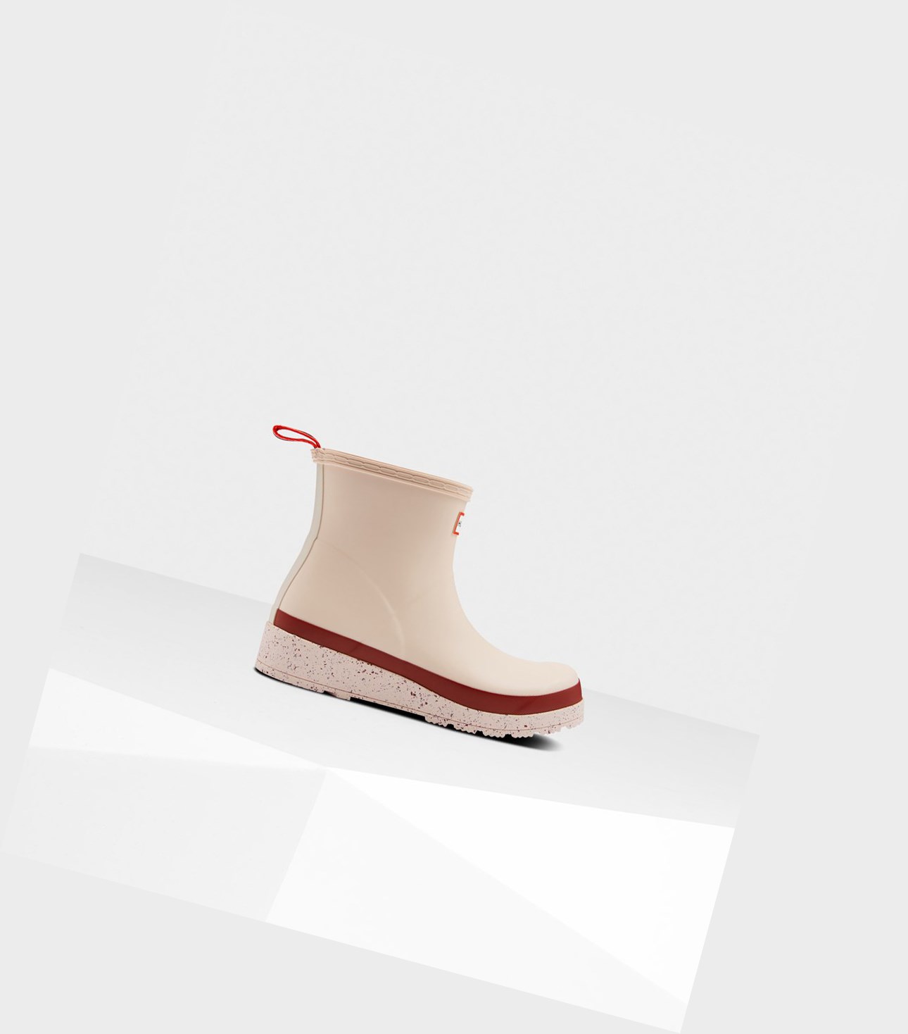 Women\'s Hunter Original Short Speckle Rain Play Boots Beige / Red | 2504873-PJ