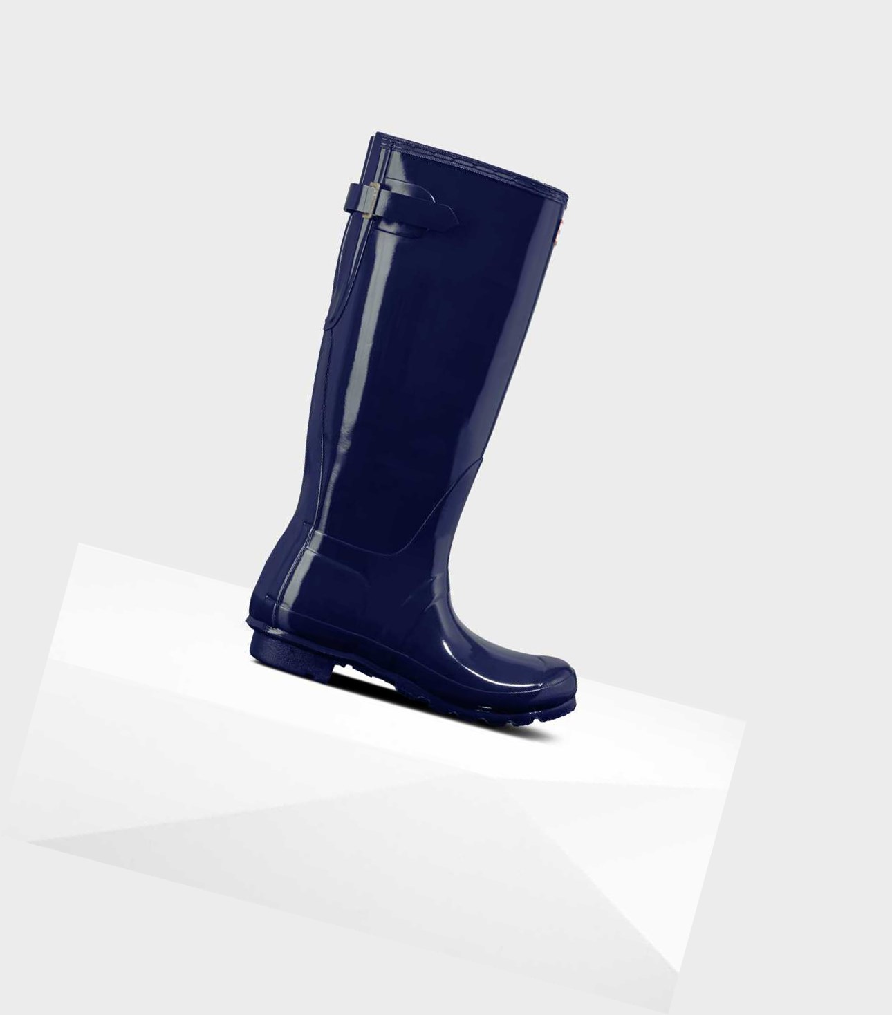 Women\'s Hunter Original Tall Back Gloss Wellington Adjustable Tall Boots Blue | 8176093-VB