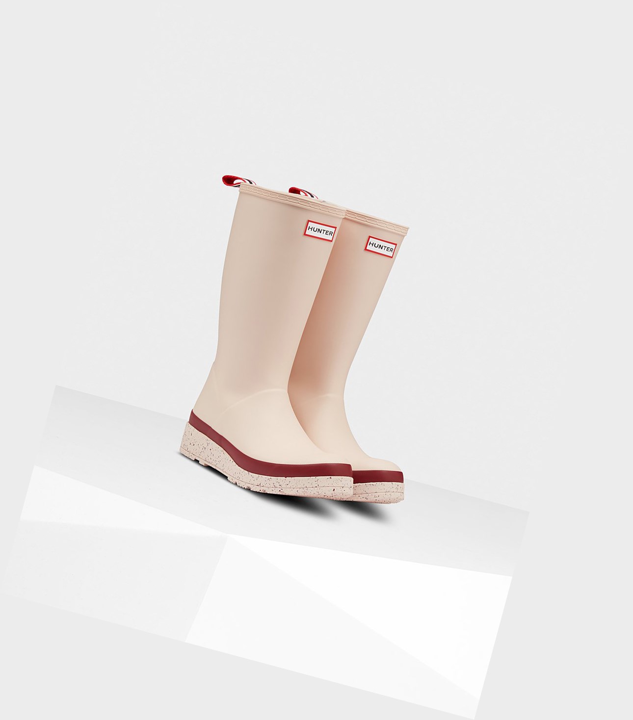 Women's Hunter Original Tall Speckle Rain Play Boots Beige / Red | 5680713-CL