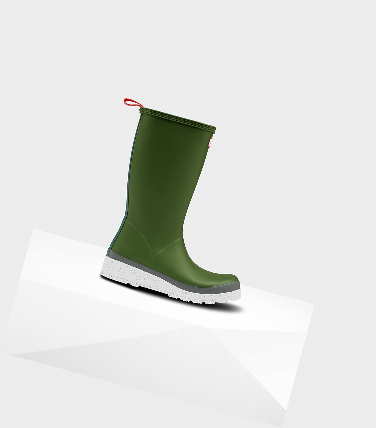 Women\'s Hunter Original Tall Speckle Rain Play Boots Green / White | 8915430-BD
