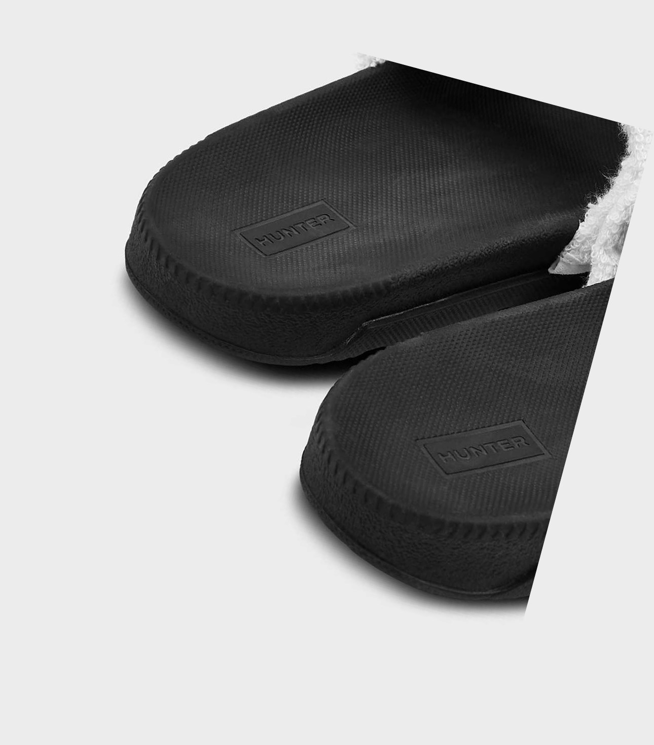 Women's Hunter Original Terry Towelling Logo Adjustable Slides White | 3861957-UN