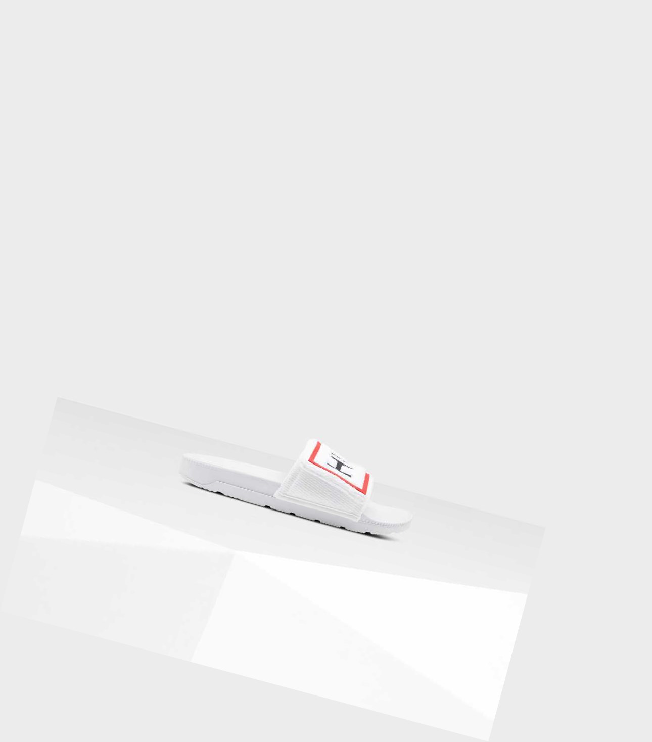 Women's Hunter Original Terry Towelling Logo Adjustable Slides White | 9043716-JG