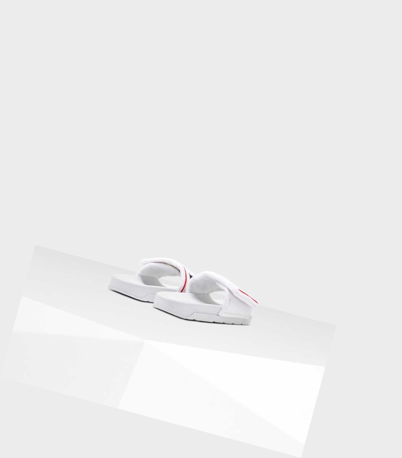 Women's Hunter Original Terry Towelling Logo Adjustable Slides White | 9043716-JG