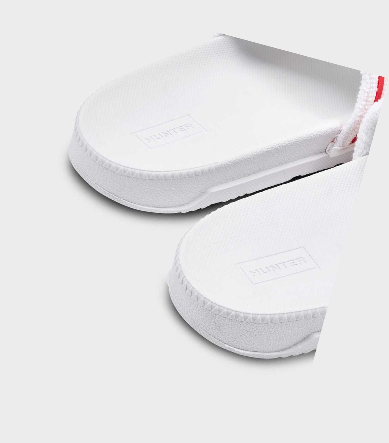 Women's Hunter Original Terry Towelling Logo Adjustable Slides White | 9043716-JG