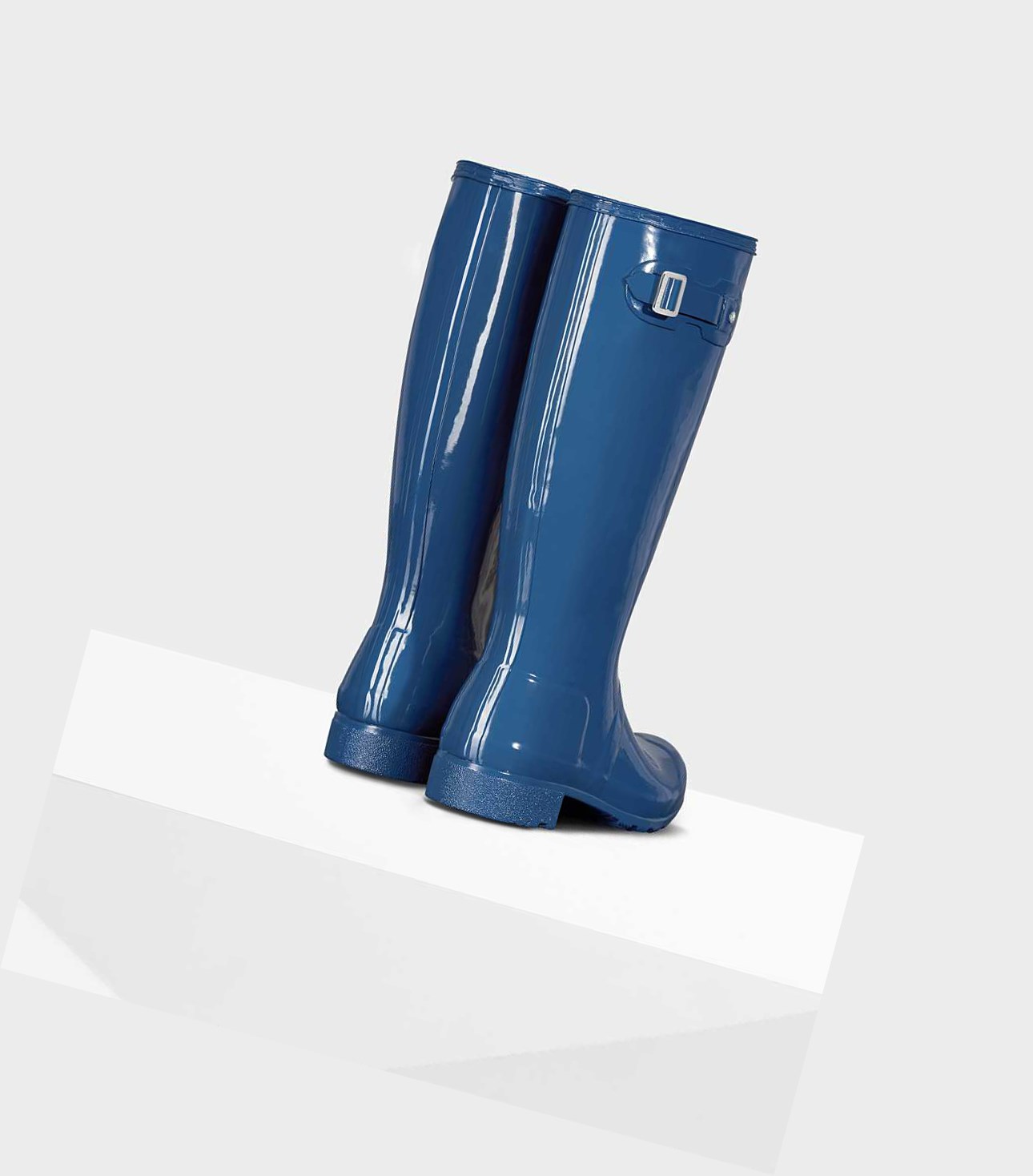 Women's Hunter Original Tour Foldable Gloss Wellington Tall Boots Blue | 2034185-DV