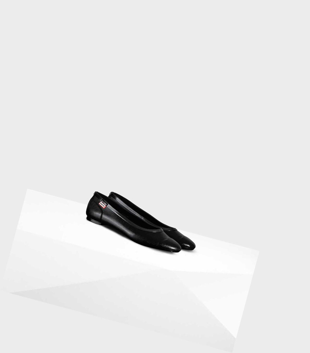 Women's Hunter Original Tour Gloss Ballet Flats Black | 4658137-OX