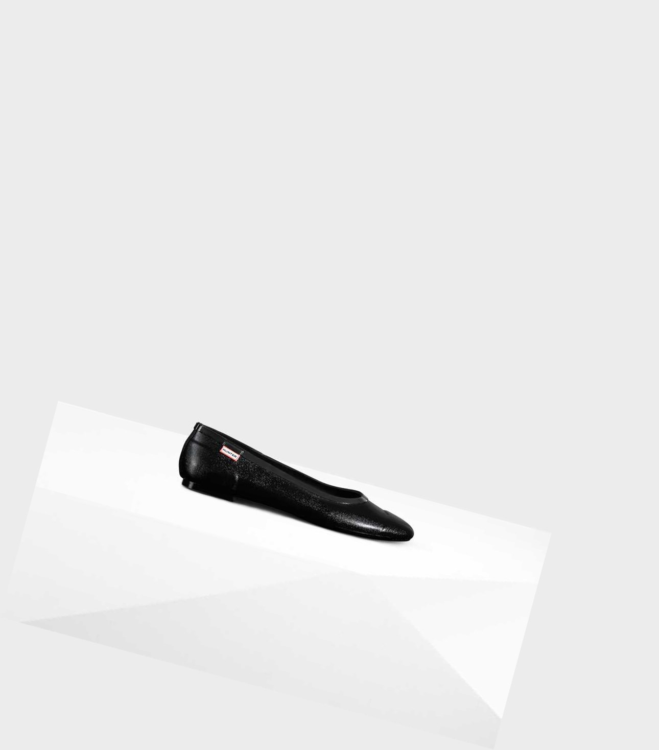 Women\'s Hunter Original Tour Gloss Ballet Flats Black | 4658137-OX