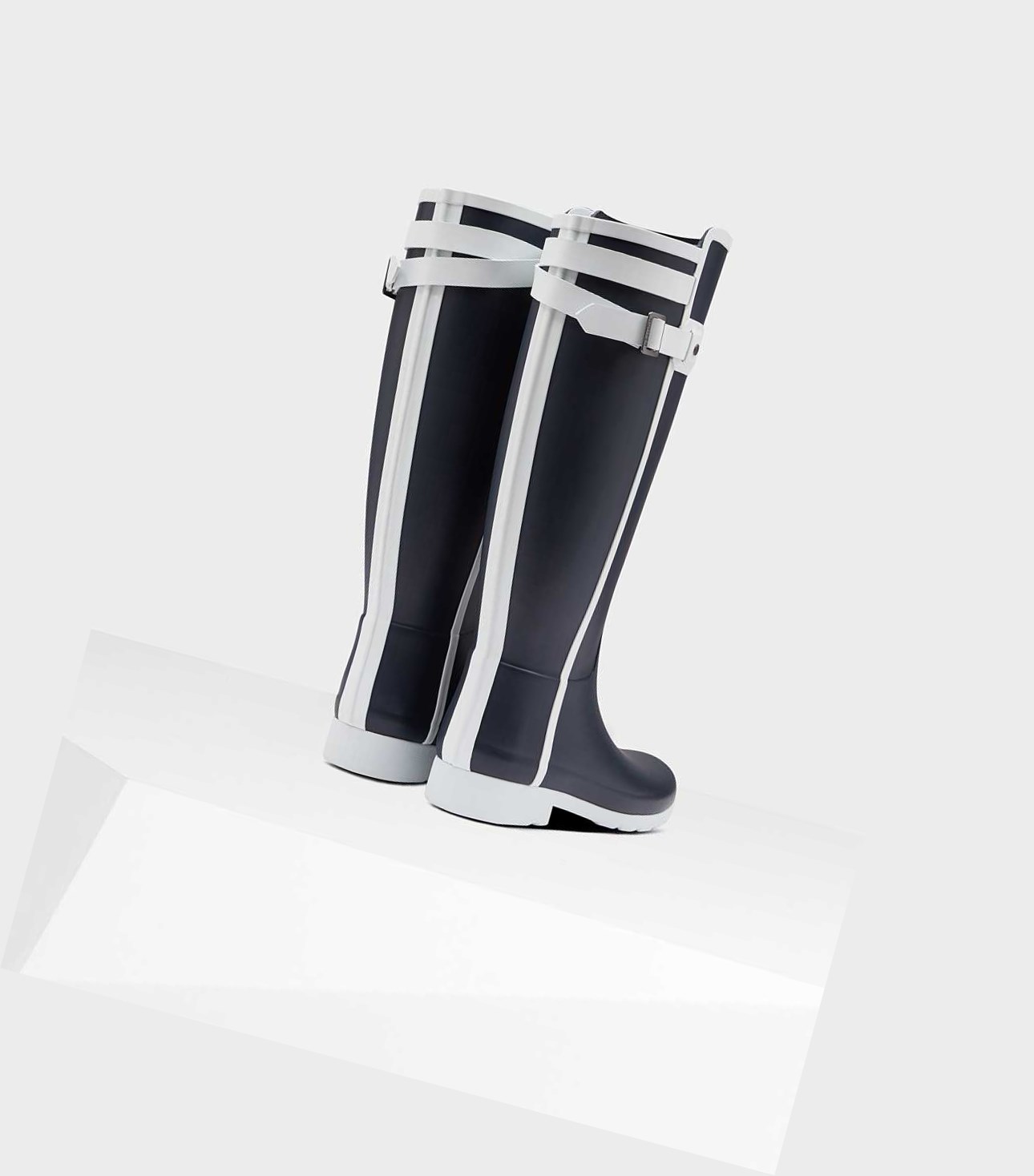 Women's Hunter Refined Slim Fit Contrast Wellington Tall Boots Navy | 9385461-TJ