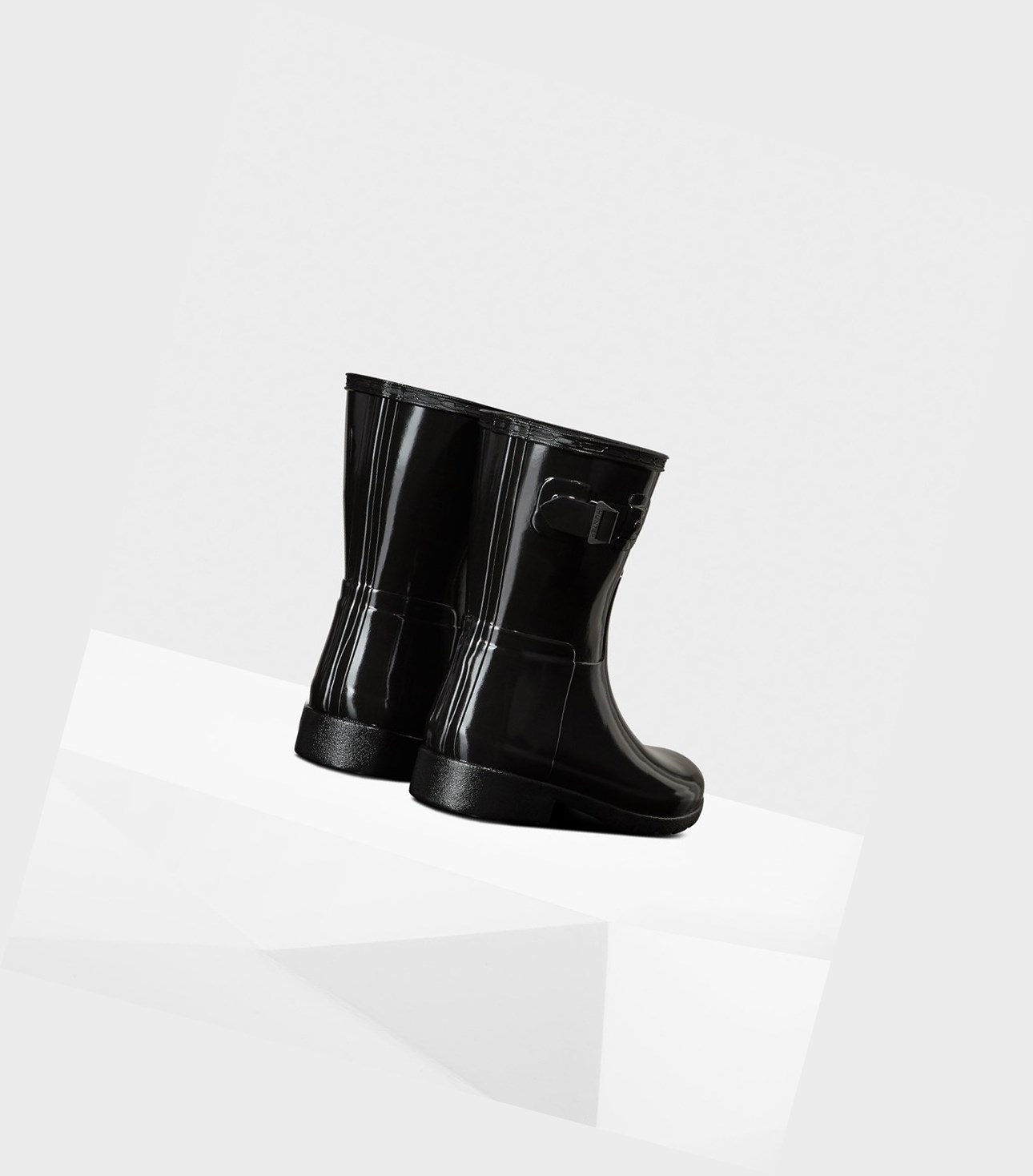 Women\'s Hunter Refined Slim Fit Gloss Short Boots Black | 4583261-ND