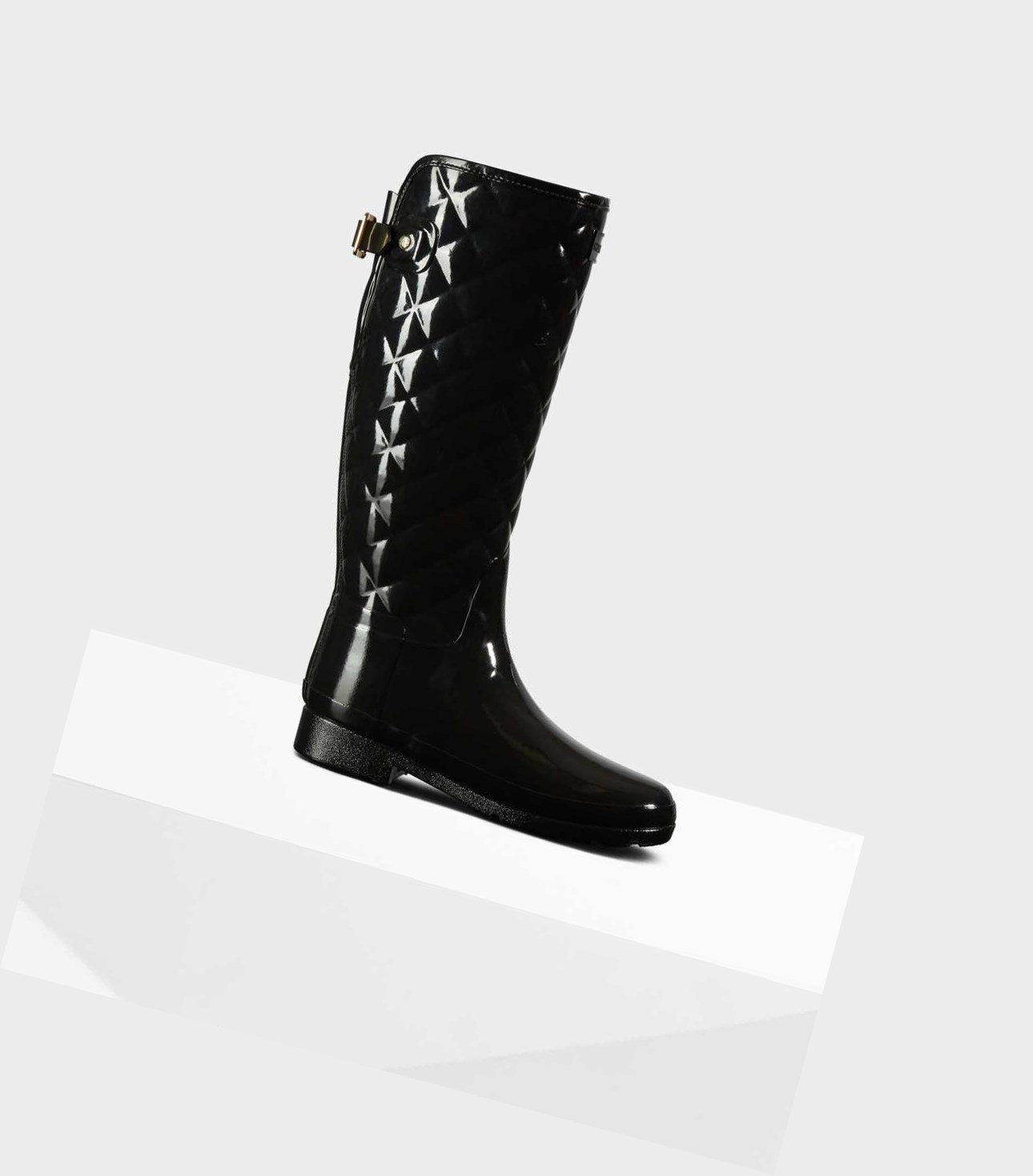 Women\'s Hunter Refined Slim Fit Quilted Tall Wellington Adjustable Tall Boots Black | 1309685-UZ