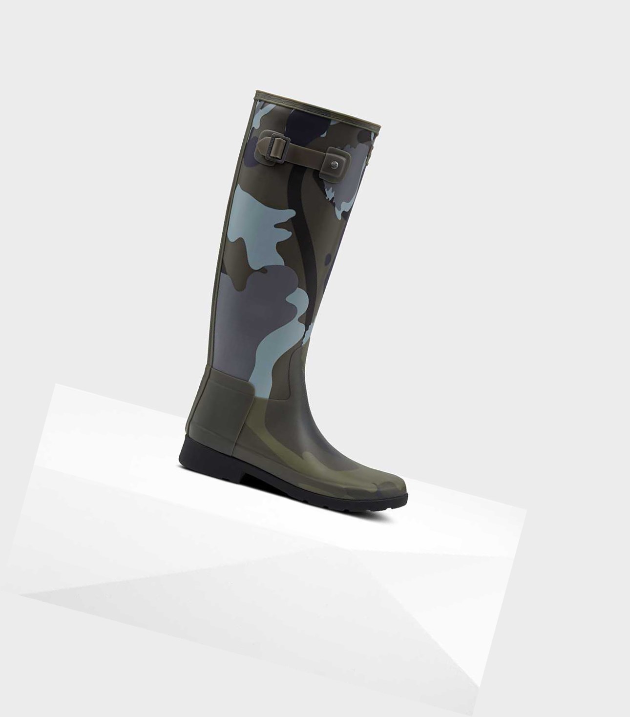 Women\'s Hunter Refined Slim Fit Rockpool Camo Gum Wellington Tall Boots Grey | 8570469-YK
