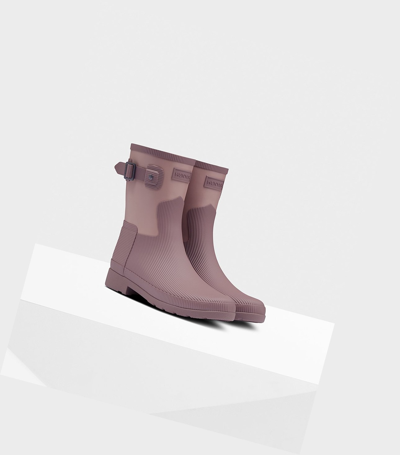 Women's Hunter Refined Texture Block Slim Fit Short Boots Pink / Purple | 5981327-TU